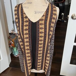 Bohemian Sleeveless Top - Black and Brown